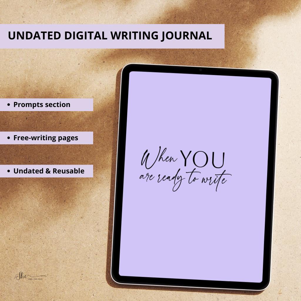 Undated Digital Writing Journal | Prompts, Free-Writing (PDF Pattern)