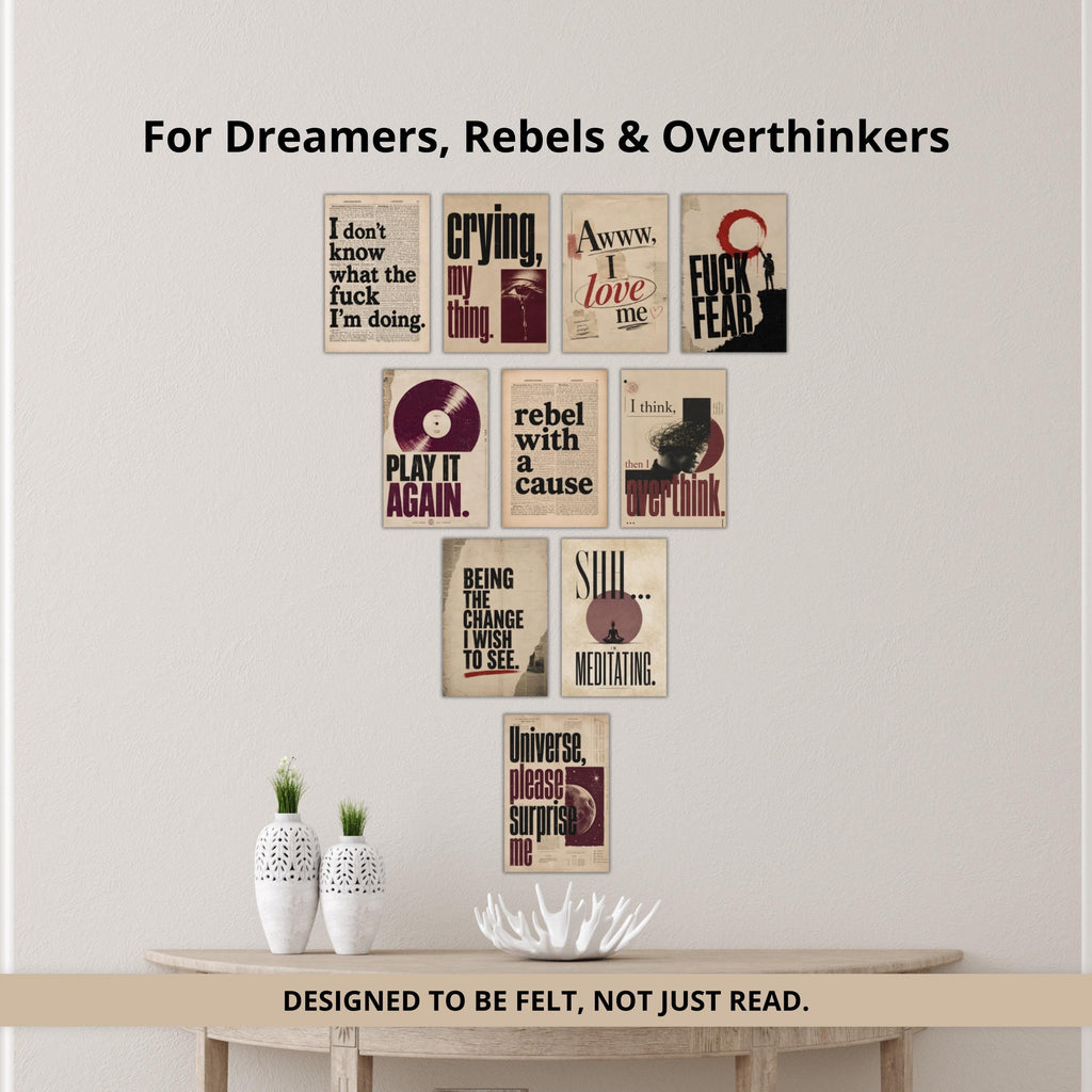 Retro Mood Quote Cards: Vintage Editorial 4x6 Printable Set (Digital Download)