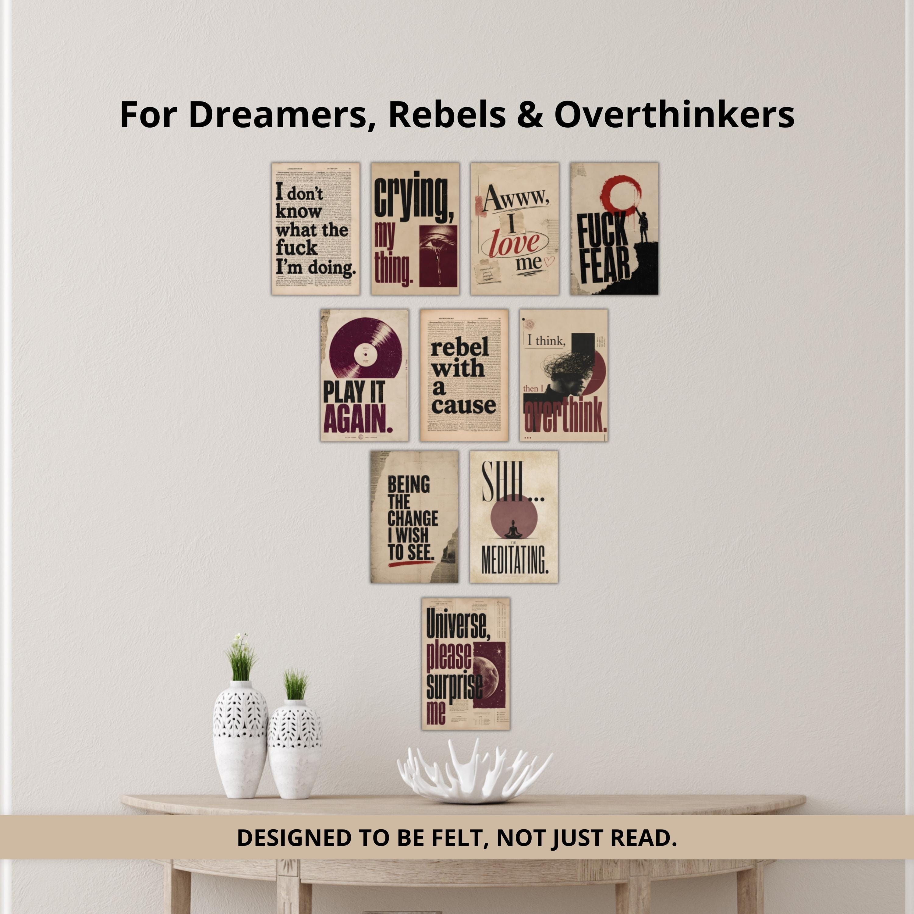 Retro Mood Quote Cards: Vintage Editorial 4x6 Printable Set (Digital Download)