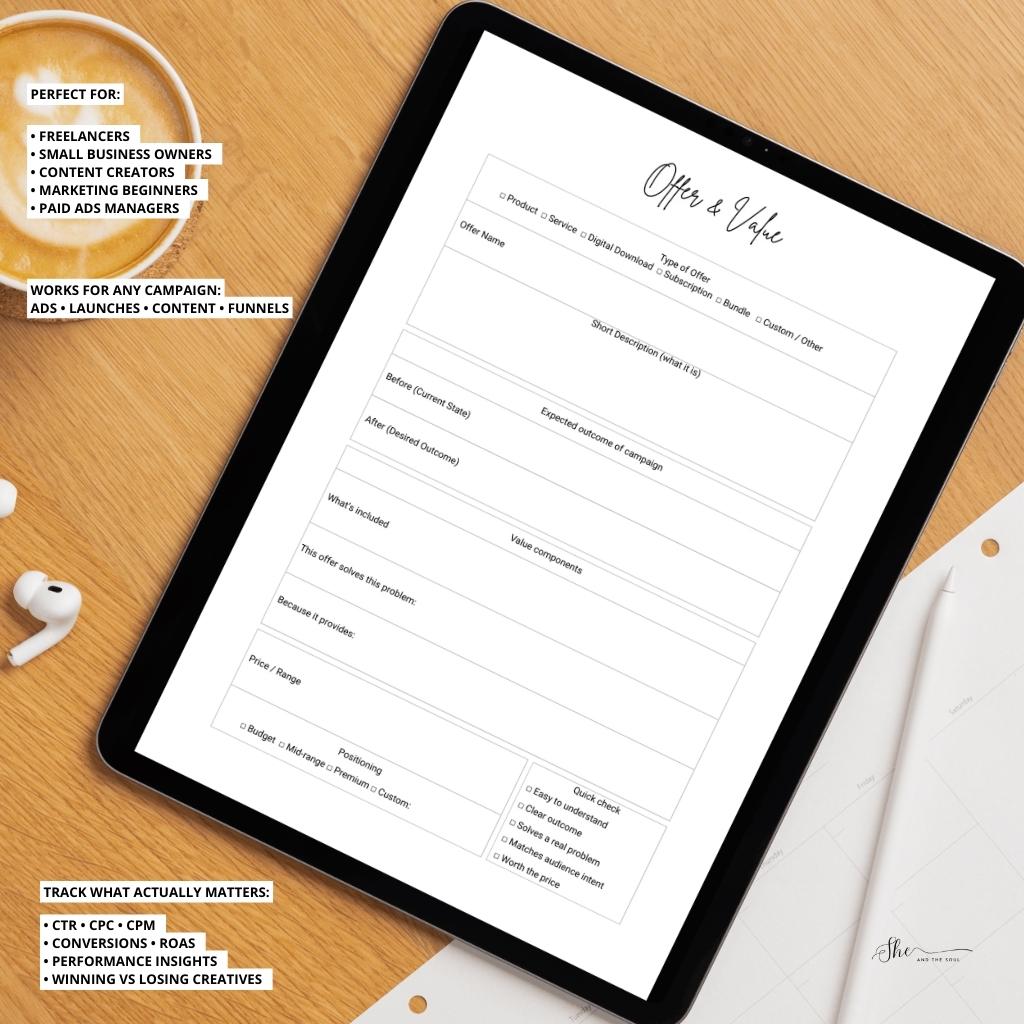 Digital Marketing Campaign Planner | Ads, Content Strategy, KPI Tracker (Reusable | Print-ready | Digital Download)