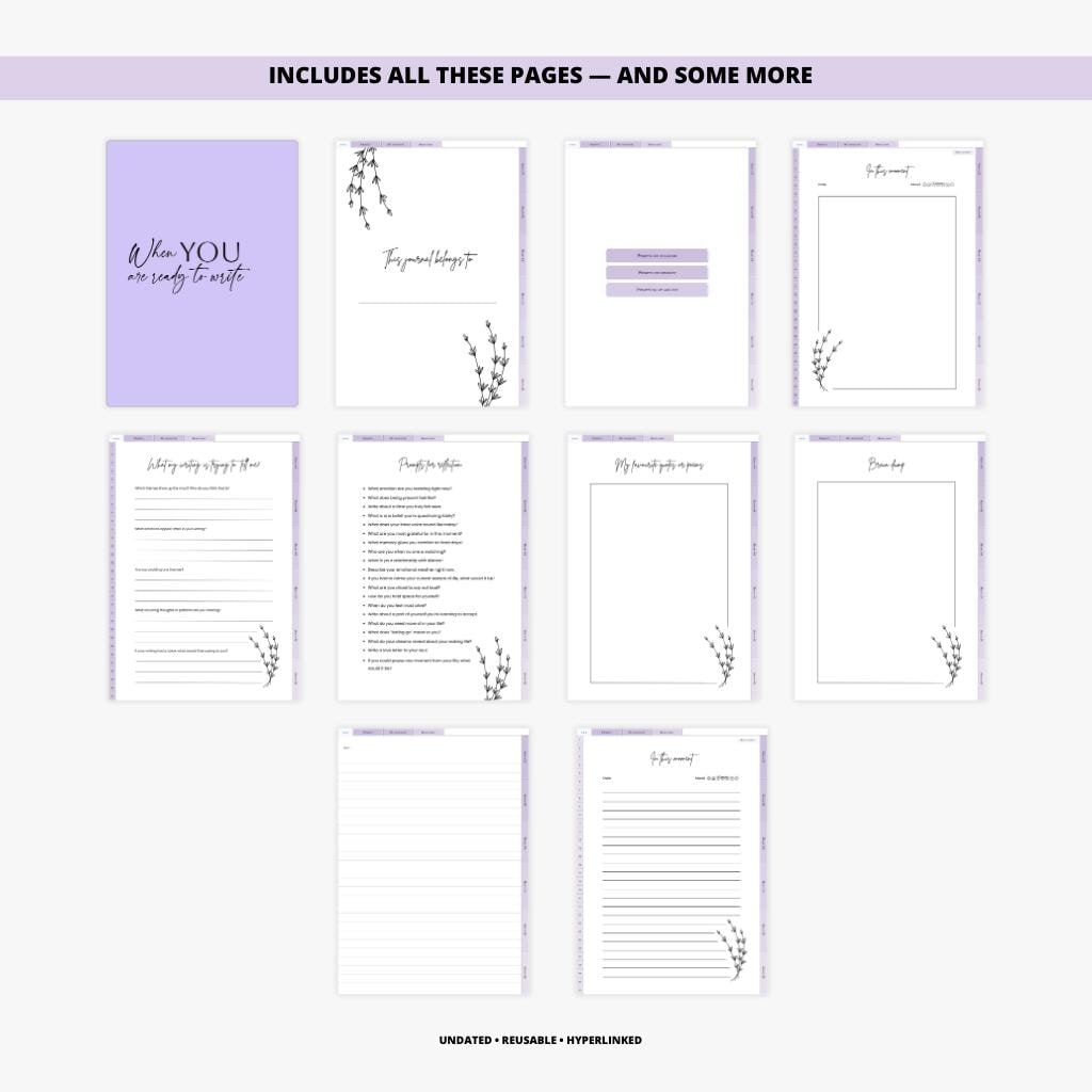 Undated Digital Writing Journal | Prompts, Free-Writing (PDF Pattern)